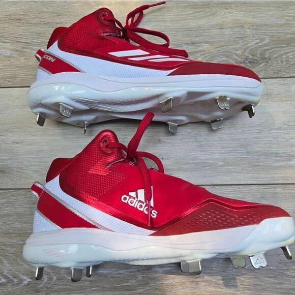 Adidas Icon baseball softball turf shoe red white sneaker size men's 8.5 - Picture 4 of 12